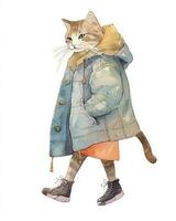 a legal gato personagem vestindo uma jaqueta. gerar ai foto