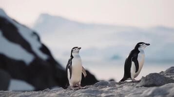 africano pinguins em uma de praia. ilustração ai generativo foto