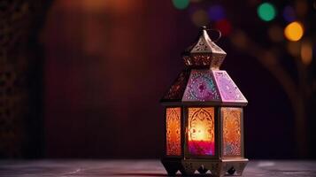 Ramadã kareem fundo com lanterna. ilustração ai generativo foto