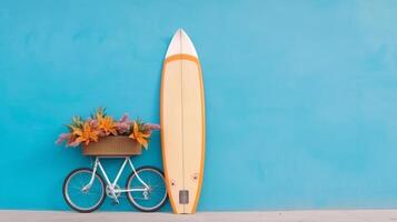 prancha de surfe wuth flores ilustração ai generativo foto