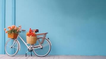 bicicleta com flores ilustração ai generativo foto