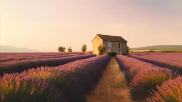 lavanda campo fundo. ilustração ai generativo foto