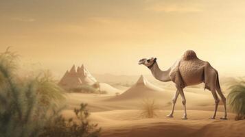 eid ul adha camelo com mesquita dentro fundo generativo ai foto