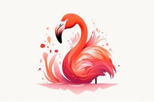 Rosa flamingo pássaro logotipo ícone Projeto vetor ilustração. ai gerado foto