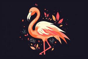 Rosa flamingo pássaro logotipo ícone Projeto vetor ilustração. ai gerado foto