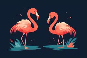 Rosa flamingo pássaro logotipo ícone Projeto vetor ilustração. ai gerado foto