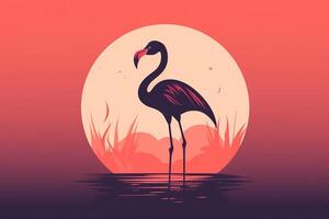 Rosa flamingo pássaro logotipo ícone Projeto vetor ilustração. ai gerado foto