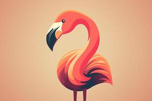 Rosa flamingo pássaro logotipo ícone Projeto vetor ilustração. ai gerado foto