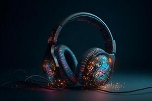 música fones de ouvido tecnologia conceito. ai gerado foto