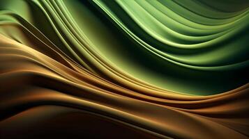 abstrato fundo com 3d verde gradiente seda tecido , generativo ai foto