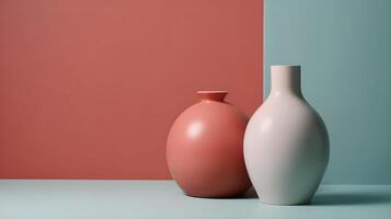 minimalista pastel vaso decoração, anúncio, generativo ai foto