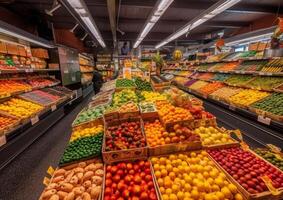 interior ou interior super mercado com generativo ai foto