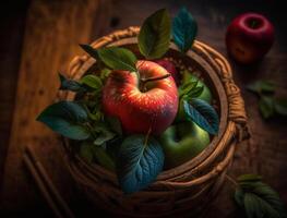 maçã, saudável fruta generativo ai tecnologia foto