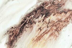 fluido arte acrílico tintas. abstrato mistura marrom, Preto e branco ondas. líquido fluxos salpicos. mármore efeito fundo ou textura foto