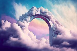 céus portão para céu fim do vida. escada para paraíso. religioso fundo. generativo ai ilustração foto