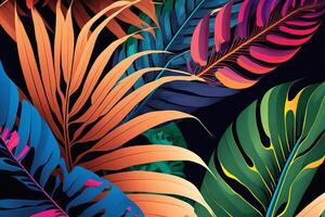 colorida tropical folhas padronizar. generativo ai ilustração foto