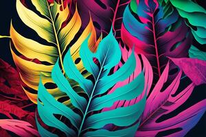 colorida tropical folhas padronizar. generativo ai ilustração foto