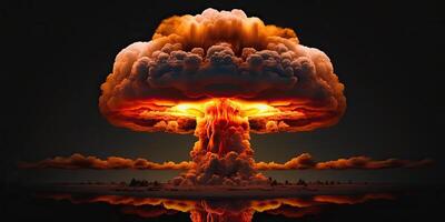 ai generativo. ai gerado. ilustração do enorme atômico cogumelo explosão. assustador catástrofe vibe. gráfico arte foto