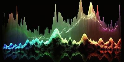 ai gerado. ai generativo. música audio volume espectro gráfico. Além disso pode estar usava para estoque marketing forex análise. gráfico arte foto