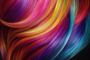 lindo arco Iris cabelo fundo. saudável suave brilhante cabelo. generativo ai foto