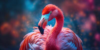 ai gerado. ai generativo. Rosa cor fofa flamingo pássaro. período de férias descansar festa vibe.graphic arte foto