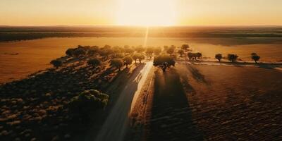 ai gerado. ai generativo. foto realista ilustração do selvagem campo panorama texas dentro América. agricultor aventura selvagem estilo de vida vibe. gráfico arte