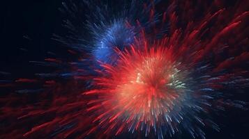vermelho azul fogos de artifício abstrato cósmico fundo. ai generativo foto
