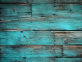 turquesa madeira fundo rústico charme com uma pop do cor. ai generativo foto