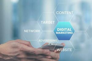 digital marketing, conectados branding e digital marketing ilustração foto