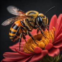 macro abelha em uma flor, ai gerado foto