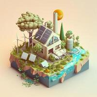 3d ilustração do conceito ecologia, ai generativo foto