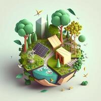 3d ilustração do conceito ecologia, ai generativo foto