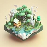 3d ilustração do conceito ecologia, ai generativo foto