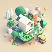 3d ilustração do conceito ecologia, ai generativo foto