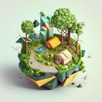 3d ilustração do conceito ecologia, ai generativo foto