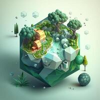 3d ilustração do conceito ecologia, ai generativo foto