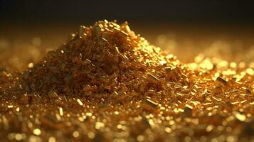pilha do abstrato ouro material textura superfície vibrante e luxo cor. foto