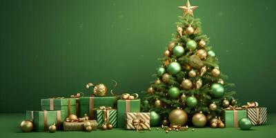 Natal árvore, presentes, bolas, decoração ilustração ai generativo foto