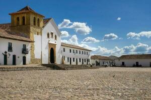 a Principal quadrado do villa de leiva cidade localizado em a boyaca departamento dentro Colômbia foto