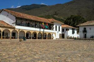 a Principal quadrado do villa de leiva cidade localizado em a boyaca departamento dentro Colômbia foto