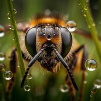 uma abelha com uma muitos do água generativo ai gerado foto