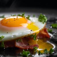 uma prato do Comida com bacon e salsinha generativo ai gerado foto