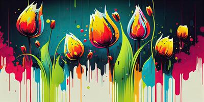 sortido colori tulipas e abstrato. generativo ai foto