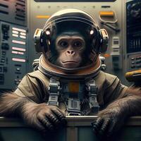 astronauta macaco. ilustração. generativo ai foto