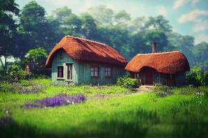 velho casa dentro a floresta. ai gerado foto