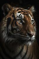 tigre cabeça retrato, criada com generativo ai foto