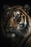 tigre cabeça retrato, criada com generativo ai foto