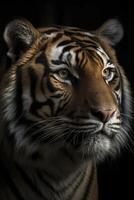 tigre cabeça retrato, criada com generativo ai foto