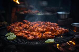 frango Kebab em churrasco, rua comida, generativo ai foto