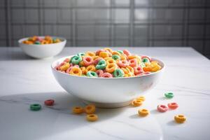 misturado cereal em a mesa ai gerado foto